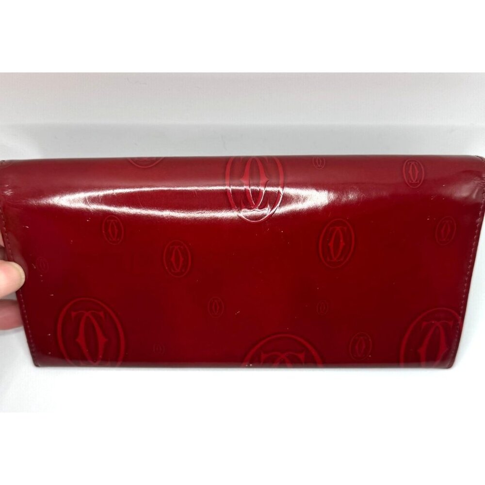 Cartier Red Monogram Leather Long Wallet With Snap Closure - Picture 3 of 16